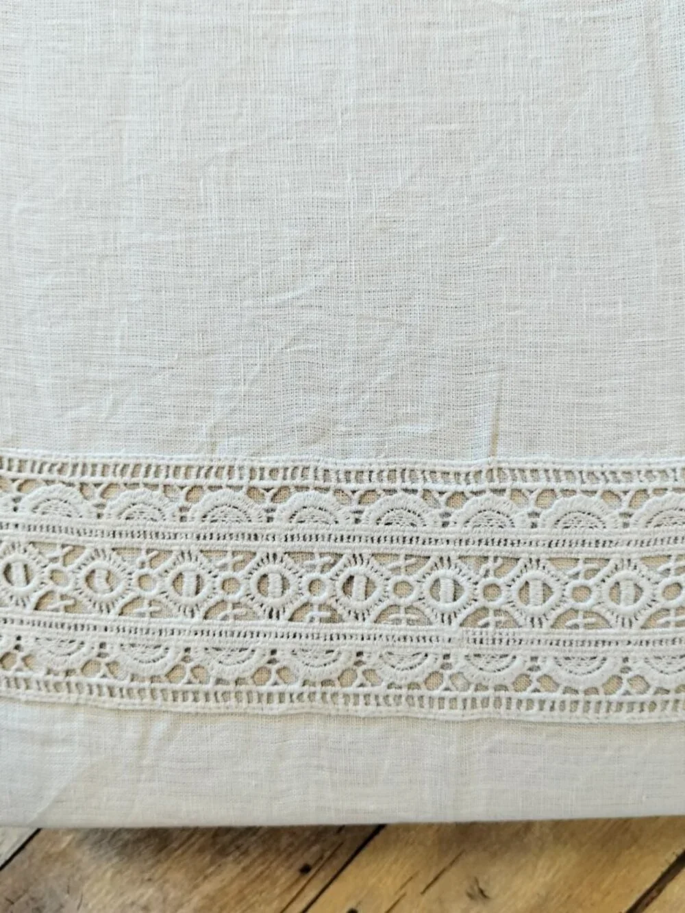 Melange Catrine Linen Crochet Lace 3 Piece Duvet Set King Sz  Blush Pink